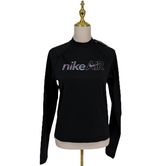 Nike Air Running Top Women’s MEDIUM Dri-Fit Black Long Sleeve Midlayer DM7545 - Picture 3 of 16